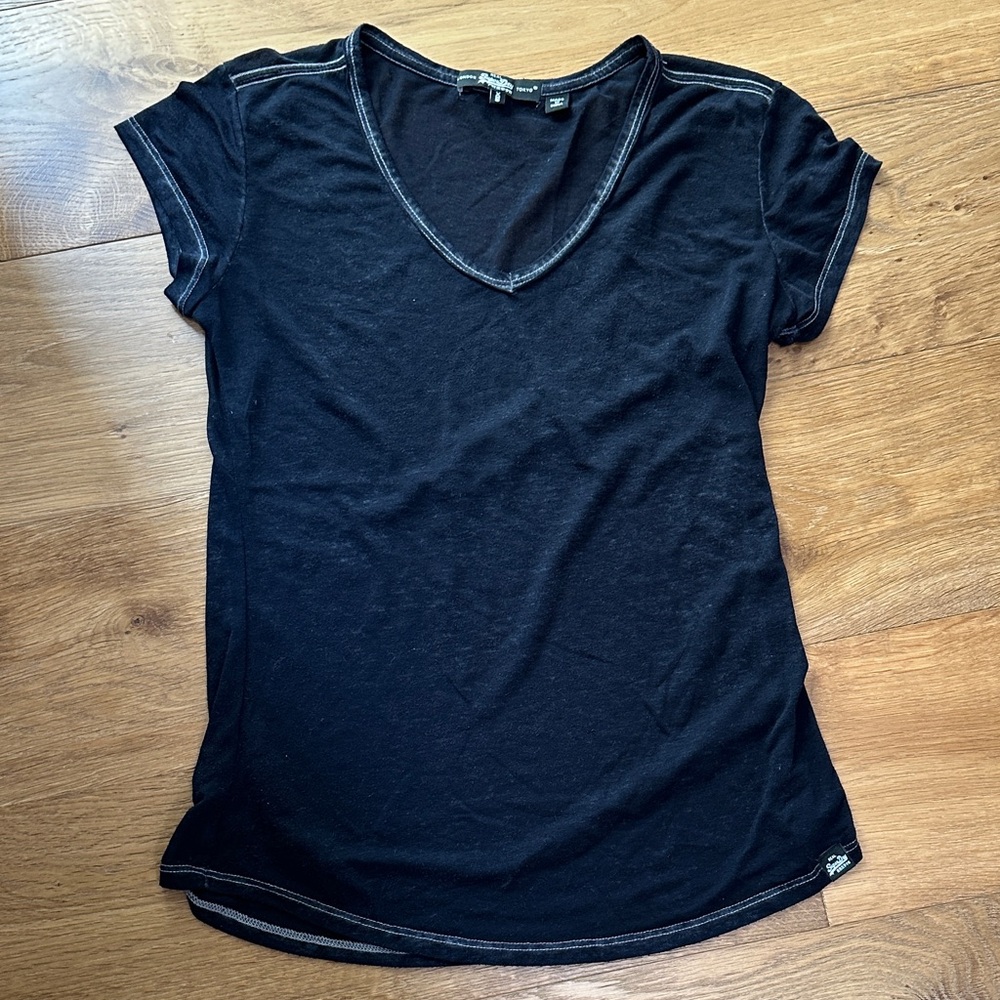 SuperDry Black V-Neck top